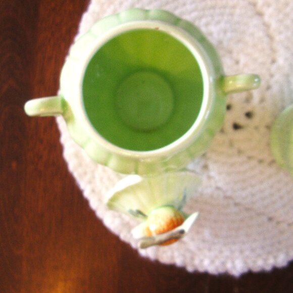 Vtg Napco Peach Blossom creamer & sugar bowl with lid from 20th cen - Picture 5 of 13